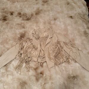 Fantastic Fawn Cream Leather Fringe Jacket
